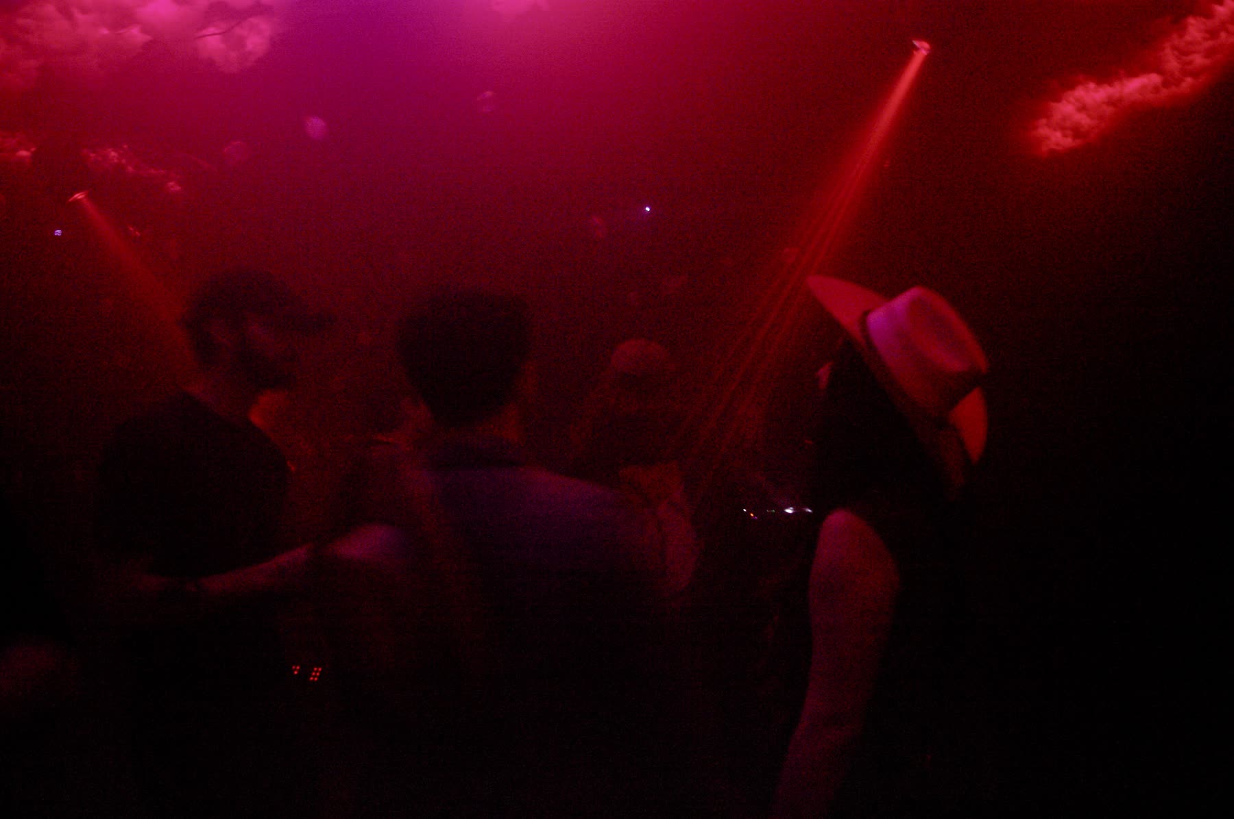 Dancefloor in deep red haze